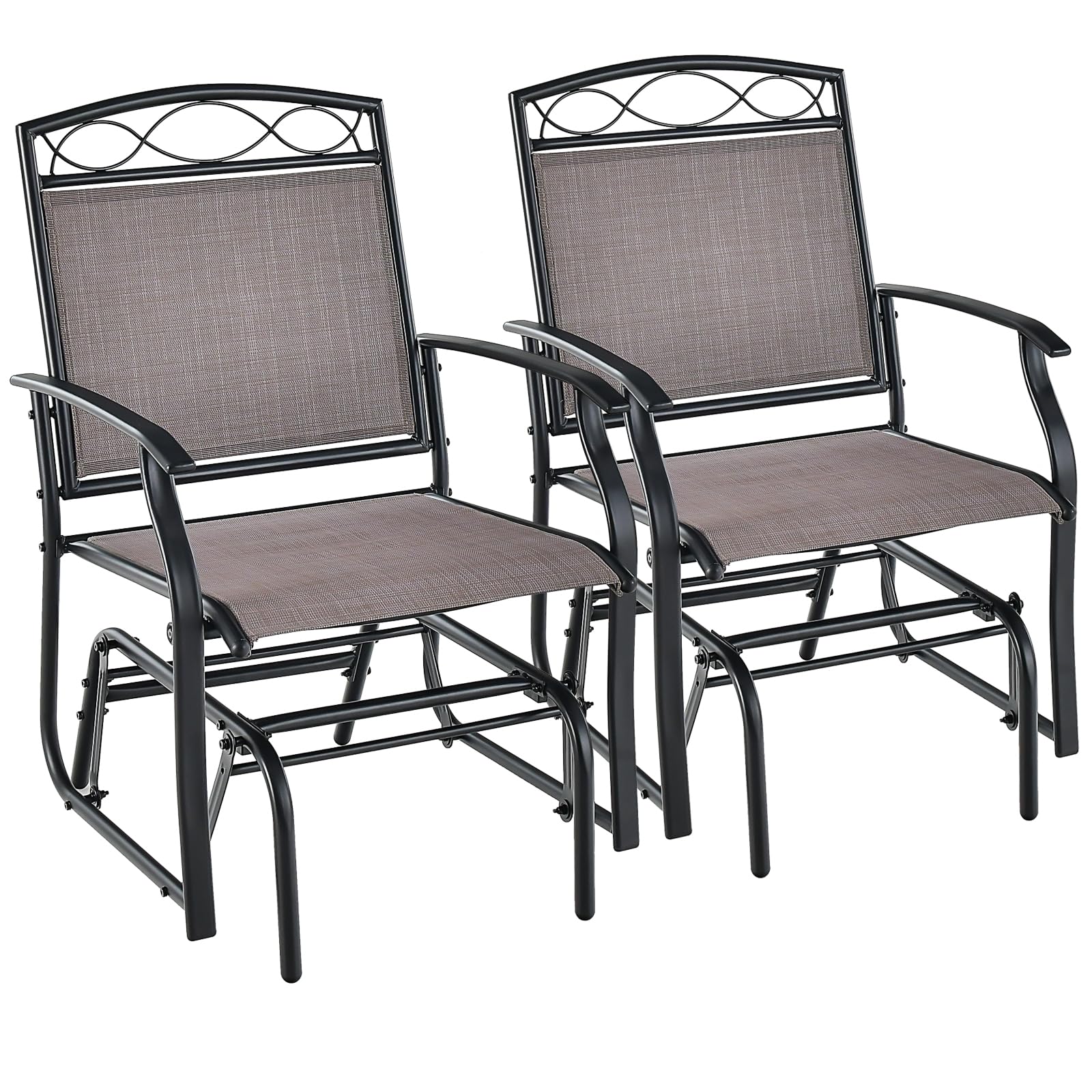 Tangkula Lot de 2 chaises à bascule de patio, fauteuils à bascule d'extérieur en métal